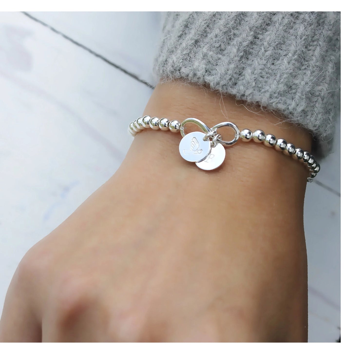 Personalized Silver Infinity Bracelet