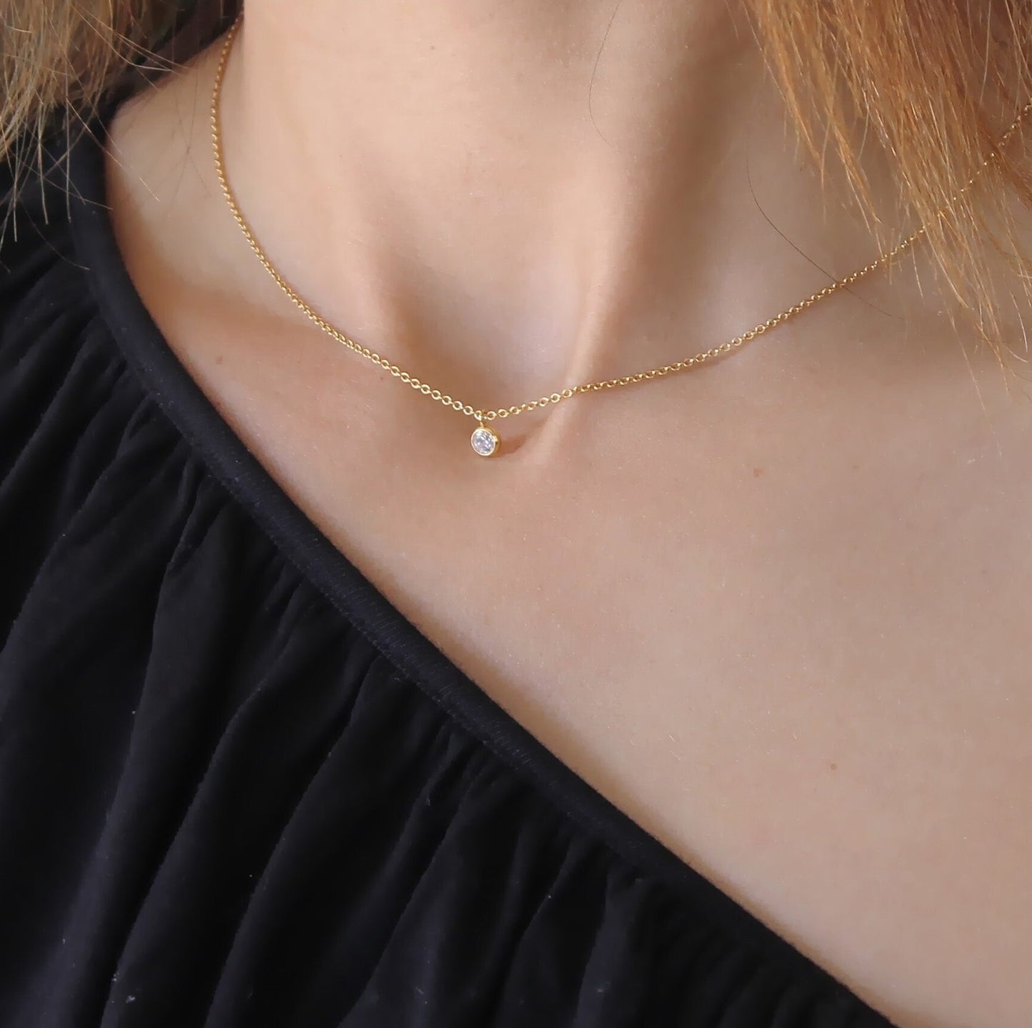 Cubic Zirconia Solitaire Necklace