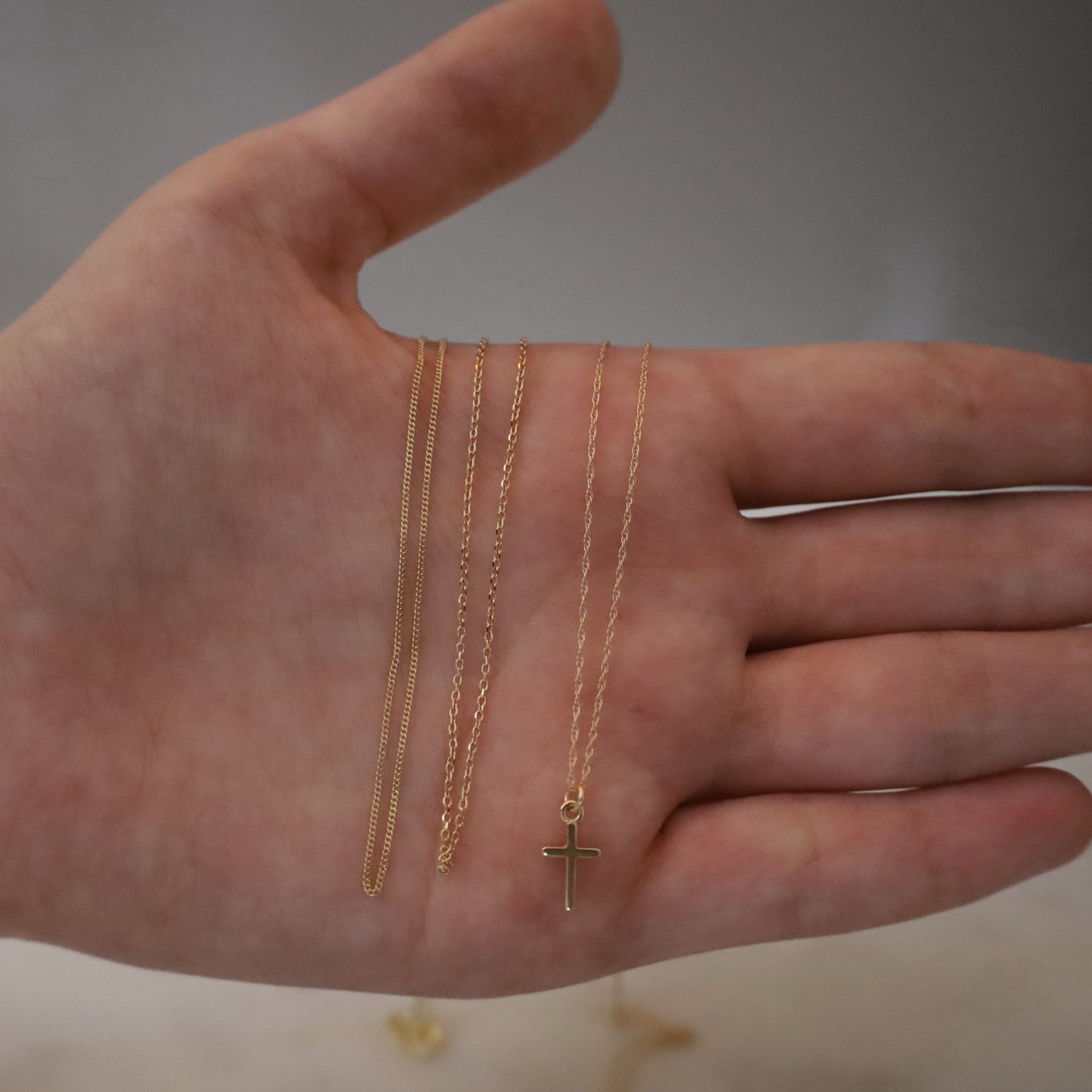 14K Solid Gold Cross Necklace • B285