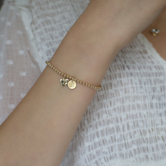 14K Gold Butterfly Charm Bracelet • B434