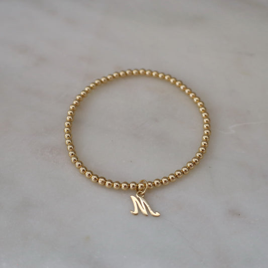 14K Gold Letter Charm Bracelet • B436