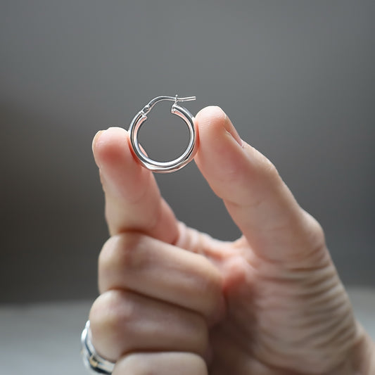 Silver Chunky Huggie Hoops • B439