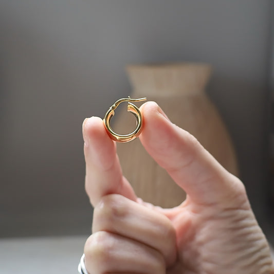 Gold Chunky Medium Huggie Hoops • B440