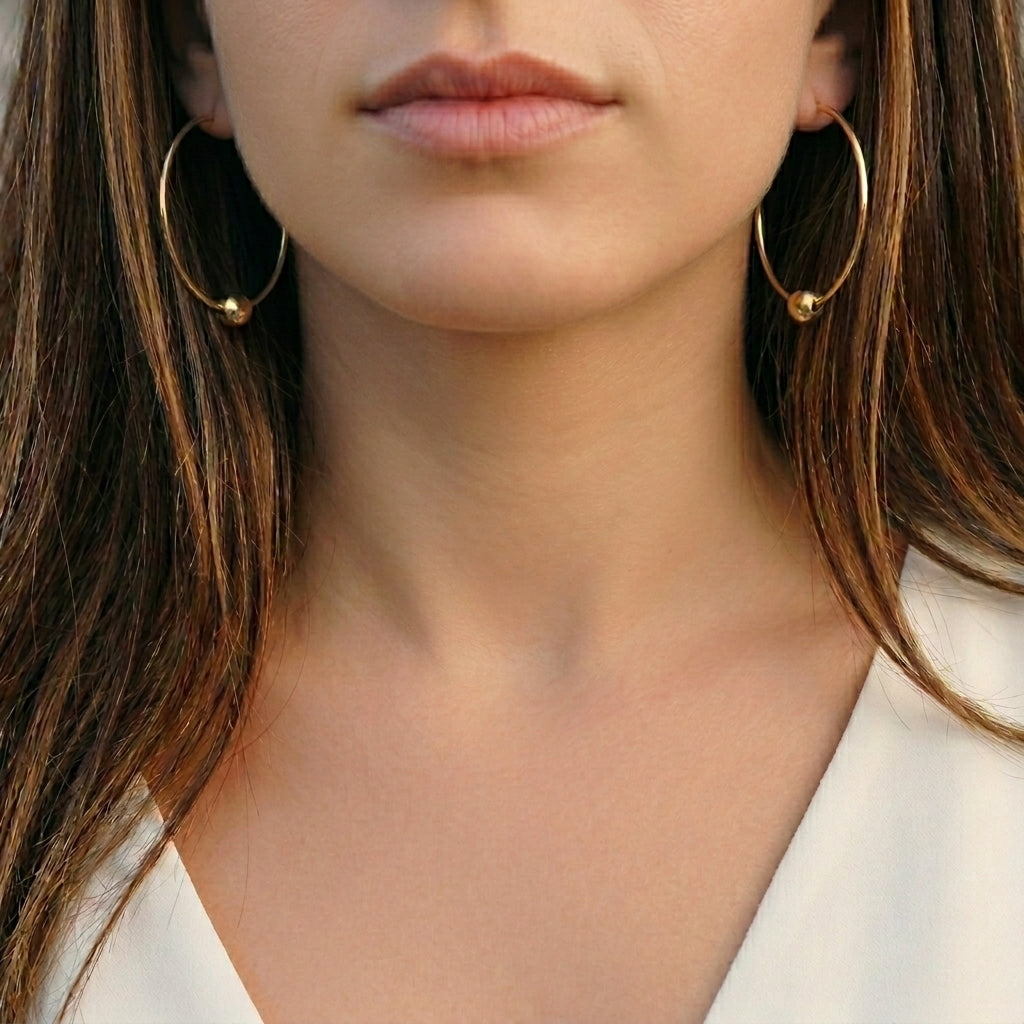 Large Hoops with Floating Bead • B444