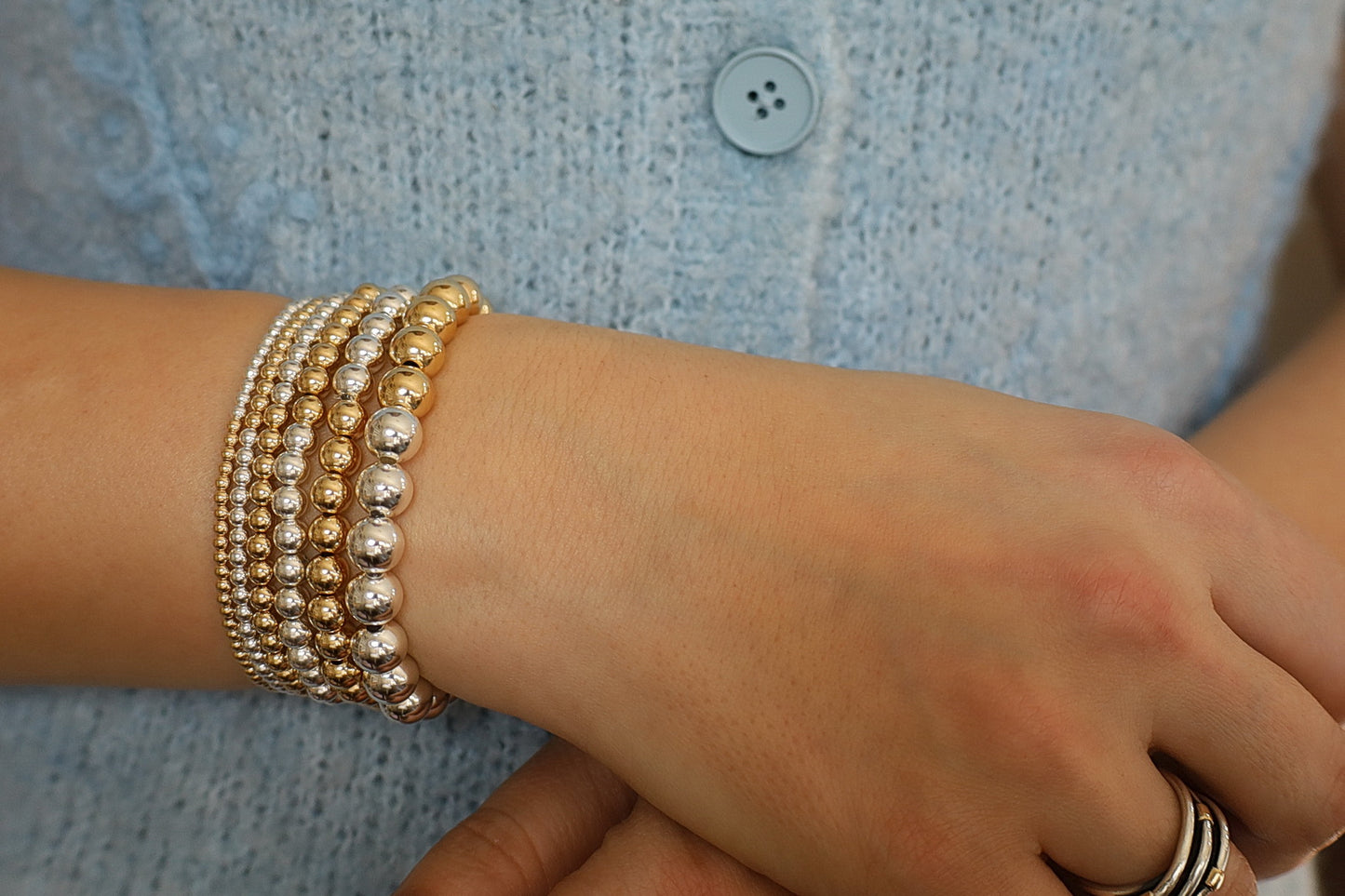 Two Tone Mixed Metal Beaded Bracelets • B428