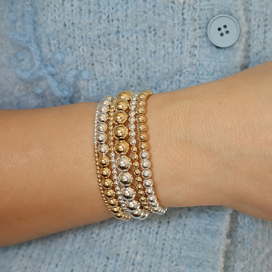 Two Tone Mixed Metal Beaded Bracelets • B428