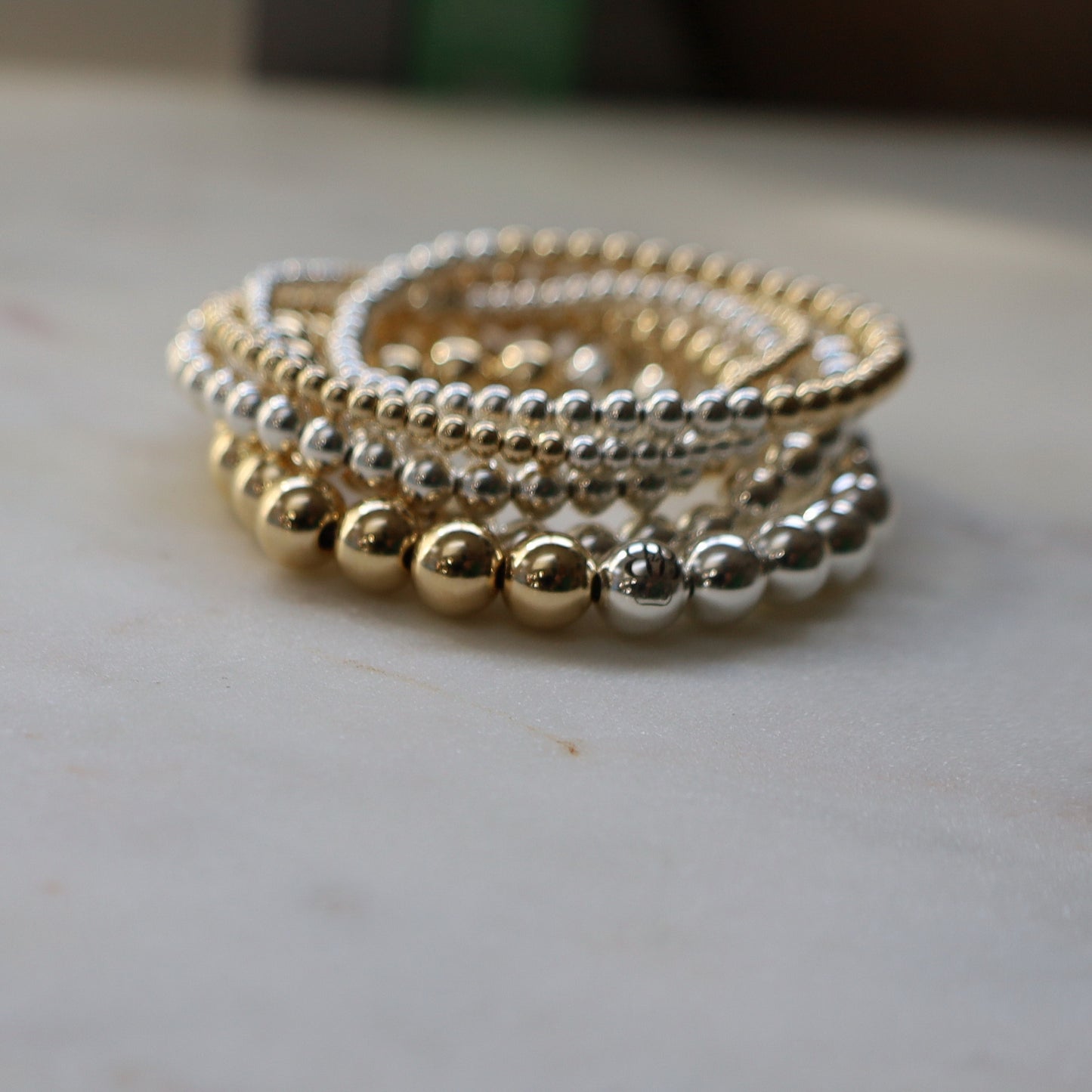 Two Tone Mixed Metal Beaded Bracelets • B428