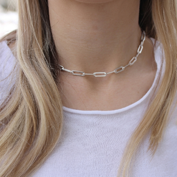 Silver Paperclip Chain Necklace
