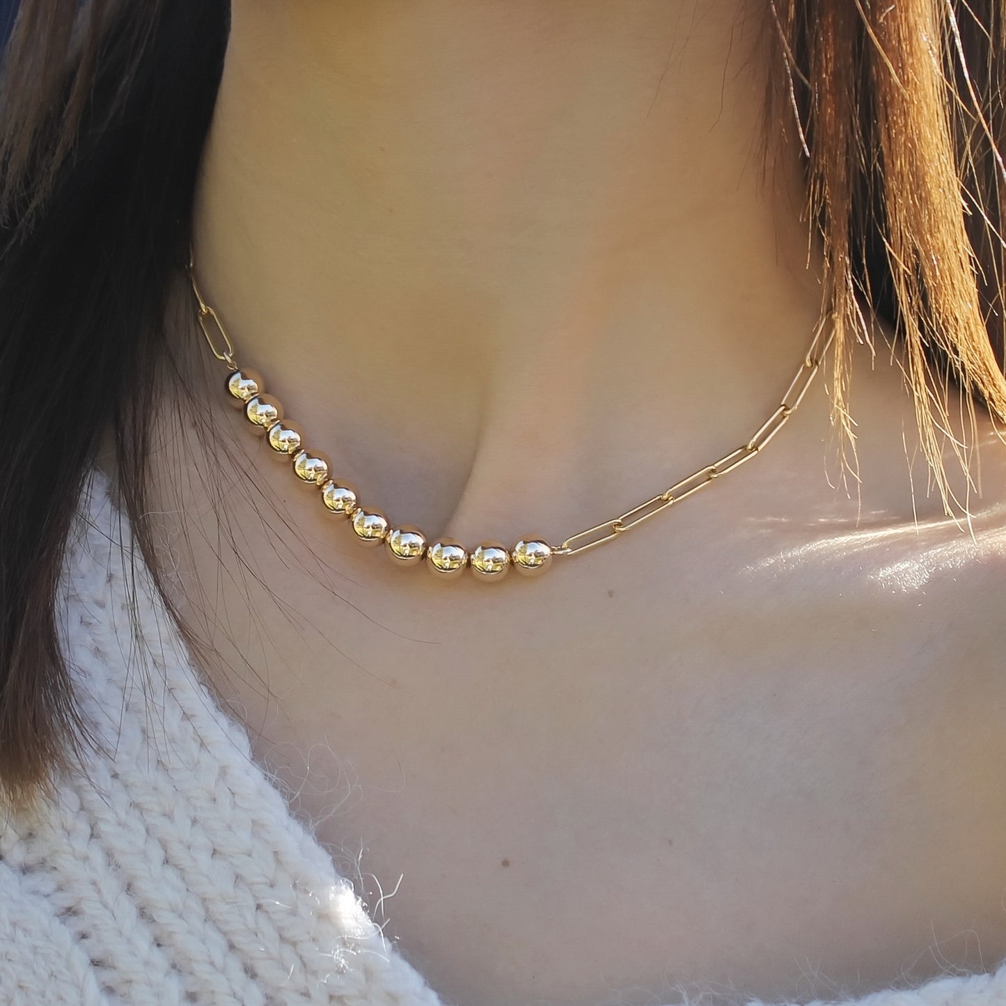 Paperclip Chain Beaded Necklace • B290