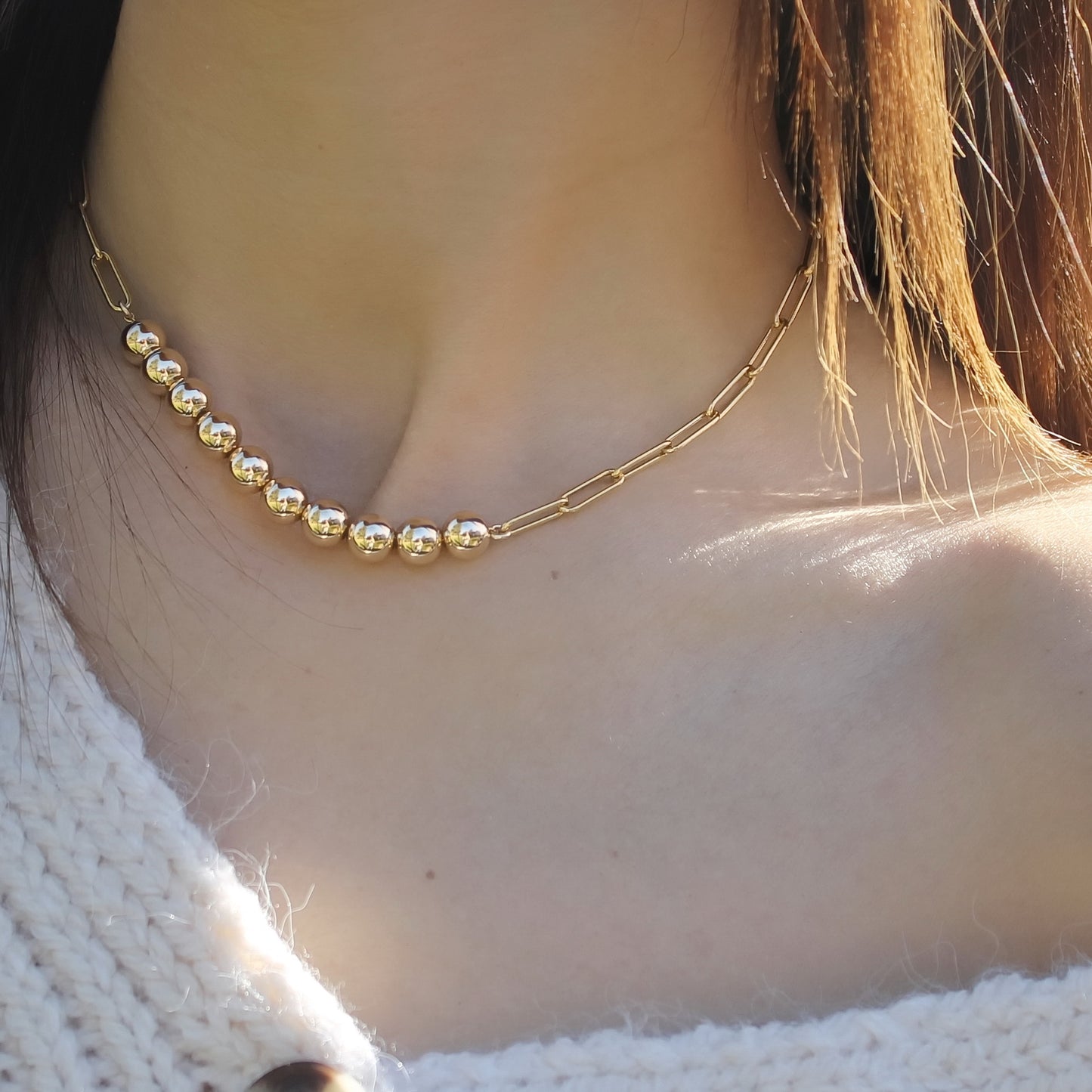 Paperclip Chain Beaded Necklace • B290