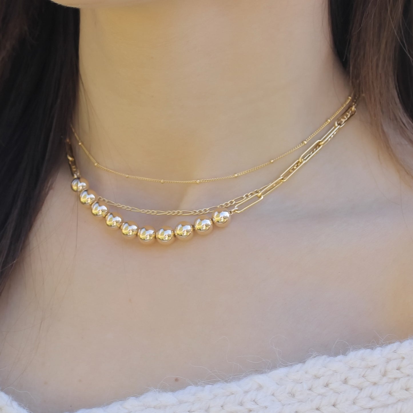 Paperclip Chain Beaded Necklace • B290