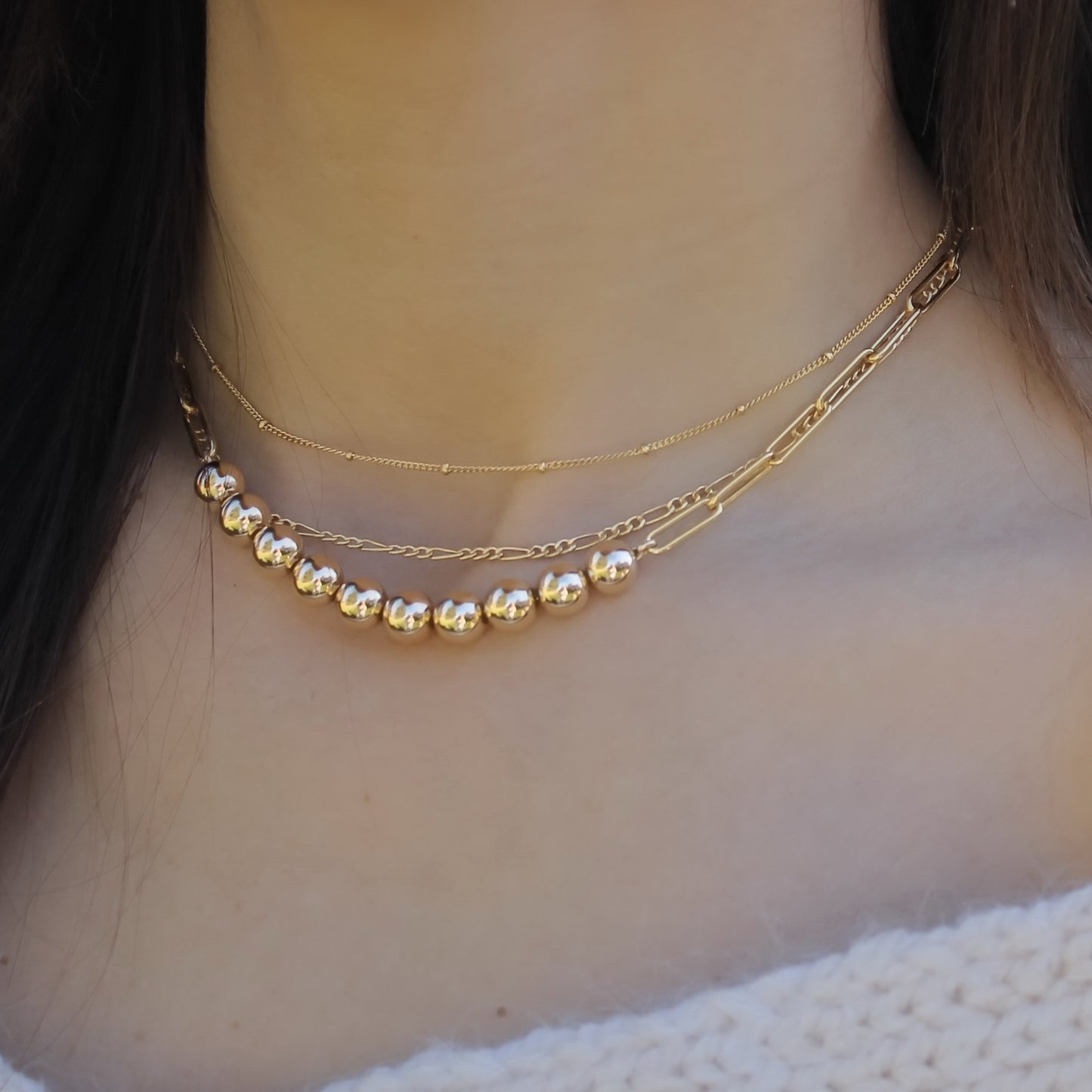 Paperclip Chain Beaded Necklace • B290