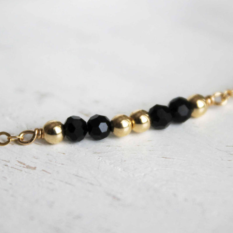 Gold and Black Beads Nugget Necklace • B215