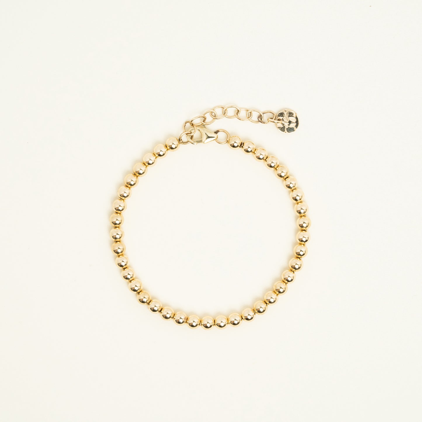 4mm 14K Solid Gold Heavy Wall Beaded Bracelet • B312