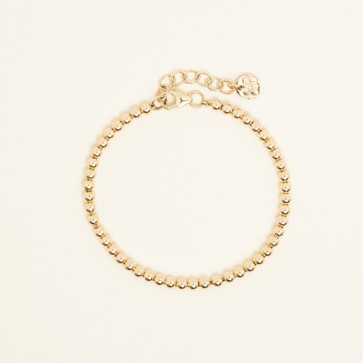 3mm 14K Solid Gold Beaded Bracelet