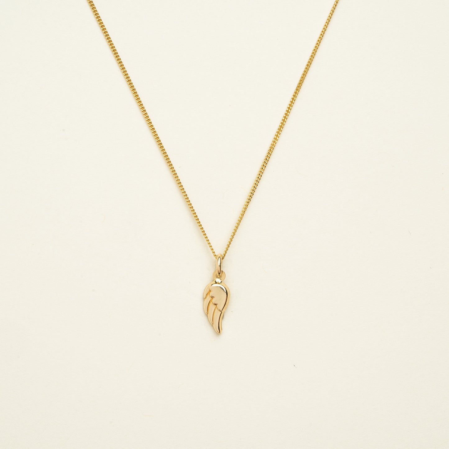 14K Solid Gold Angel Wing Charm Necklace • B306
