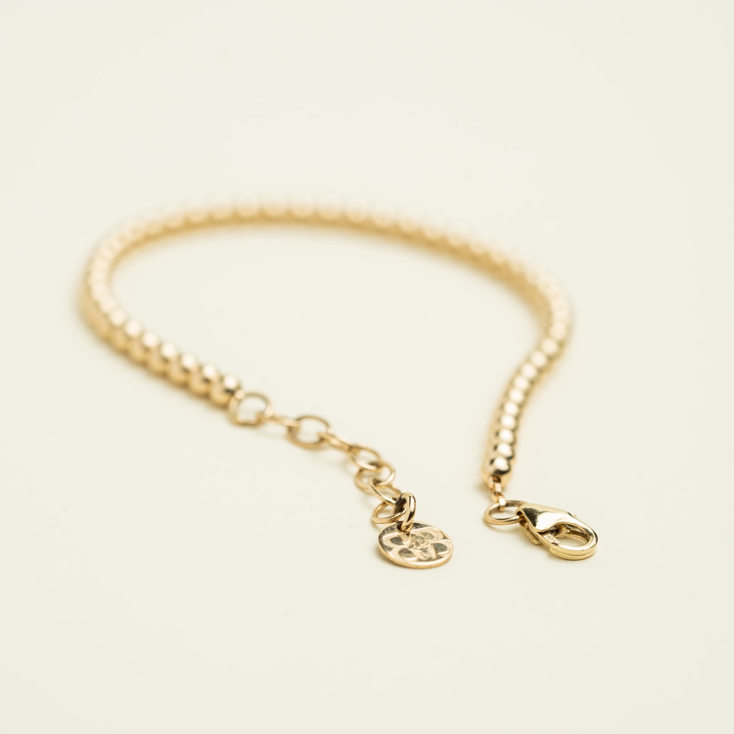 4mm 14K Solid Gold Beaded Bracelet