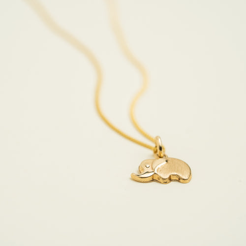14K Solid Tiny Elephant Charm Necklace • B307