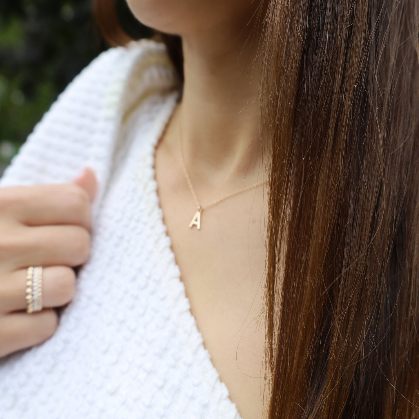 14K Solid Gold Initial Necklace • B297