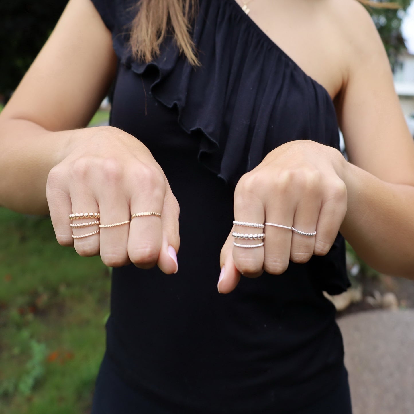 Flat Bead and Twisted Stackable Rings • B294