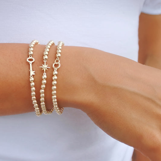 14K Solid Gold Star Bracelet • B283