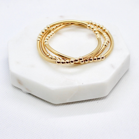 Silver Beaded Tube Bracelet Set • B255