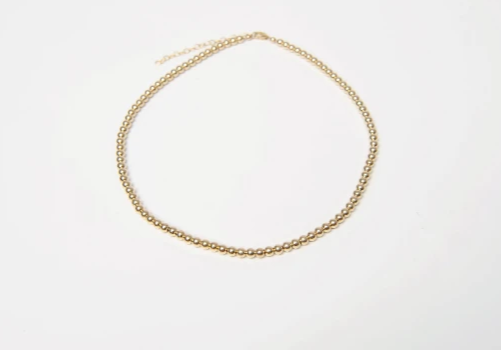 4mm Gold Beaded Necklace