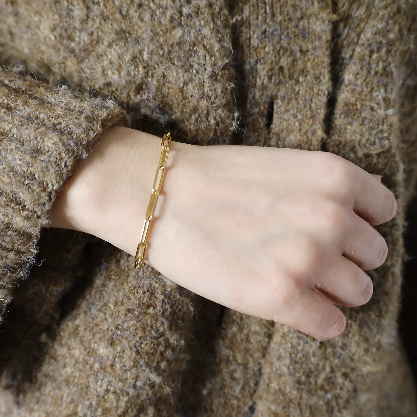 14K Gold Filled or Sterling Silver Paperclip Chain Bracelet • B329