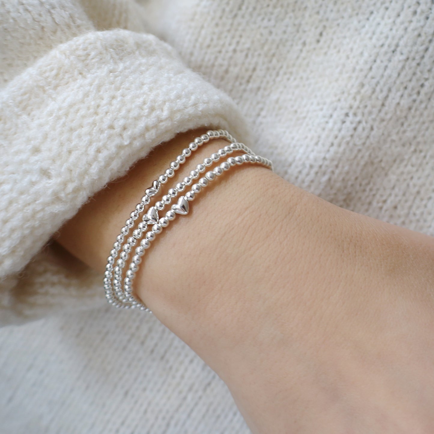The Lily Bracelet, Sterling Silver Heart-Shaped Bead • B310