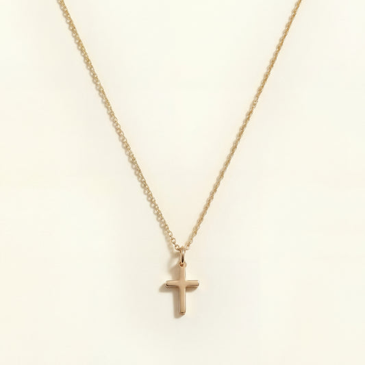 14K Solid Gold Cross Necklace • B285