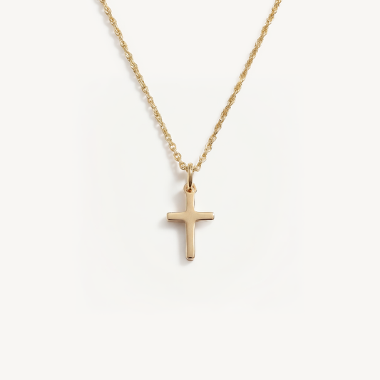 14K Solid Gold Cross Necklace • B285