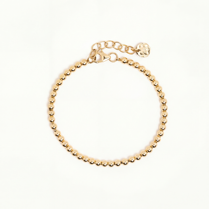 3mm 14K Solid Gold Heavy Wall Beaded Bracelet • B313