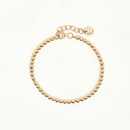 3mm 14K Solid Gold Heavy Wall Beaded Bracelet • B313