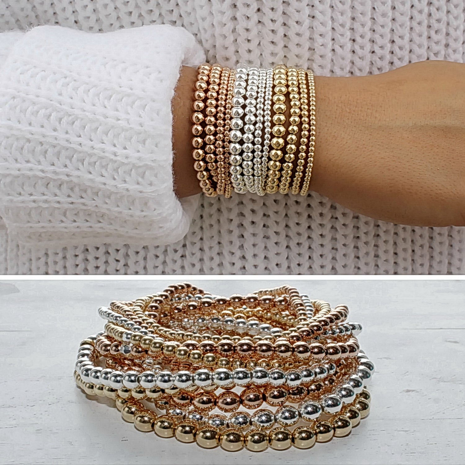 Gold Beaded Bracelets • B014