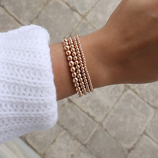 14k Rose Gold Filled Beaded Bracelets • B014