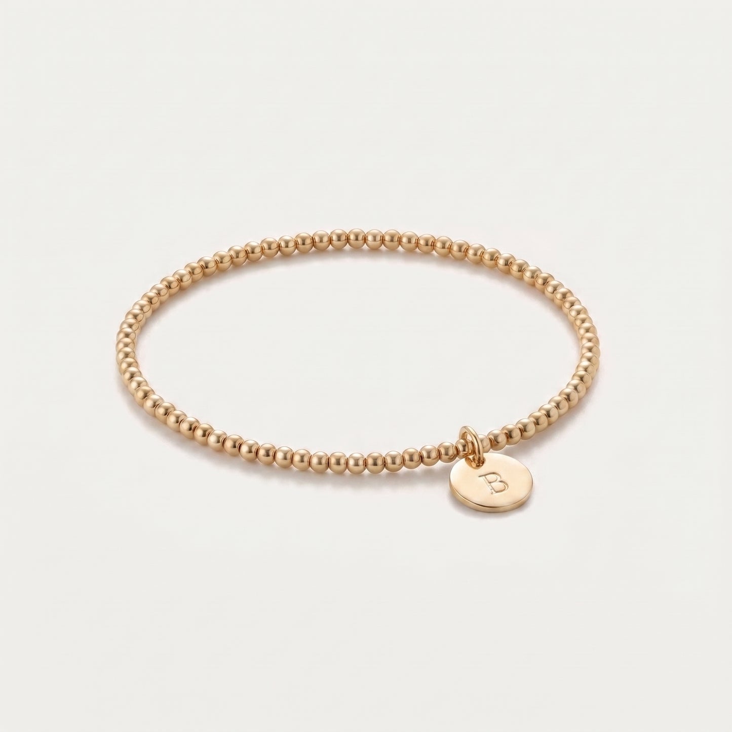 3mm Gold Beaded Initial Bracelet