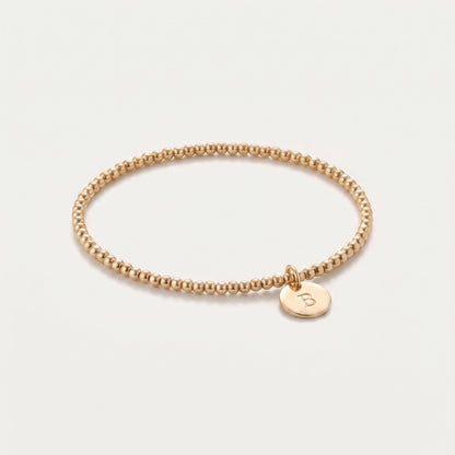 3mm Gold Beaded Initial Bracelet