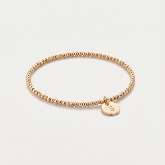 3mm Gold Beaded Initial Bracelet