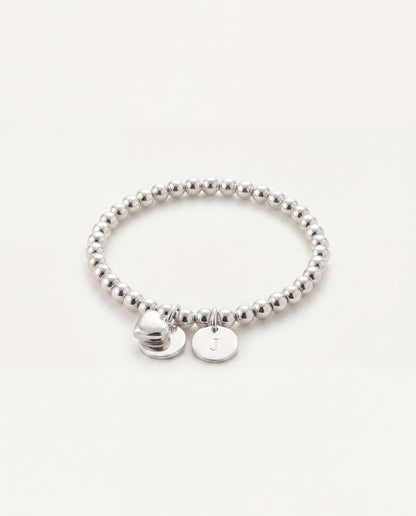 Silver Personalized Heart Beaded Bracelet • B025