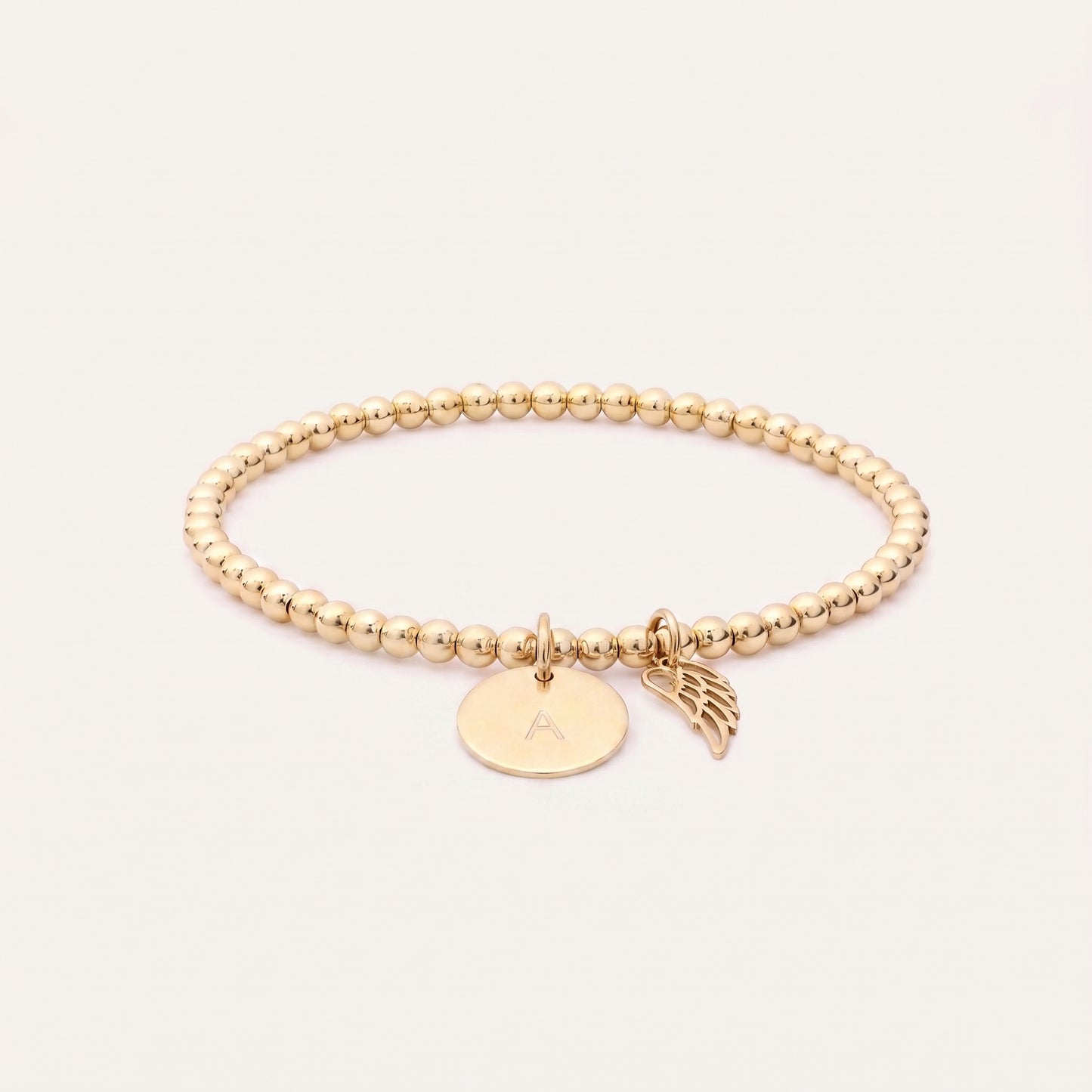 4mm Gold Beaded Angel Wing Bracelet