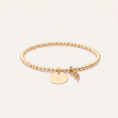 4mm Gold Beaded Angel Wing Bracelet