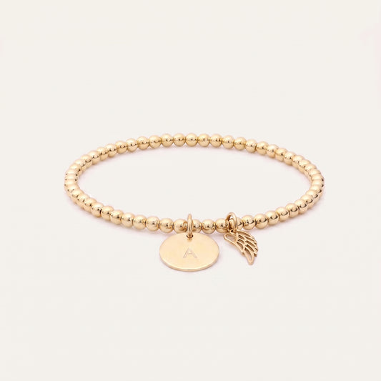4mm Gold Beaded Angel Wing Bracelet