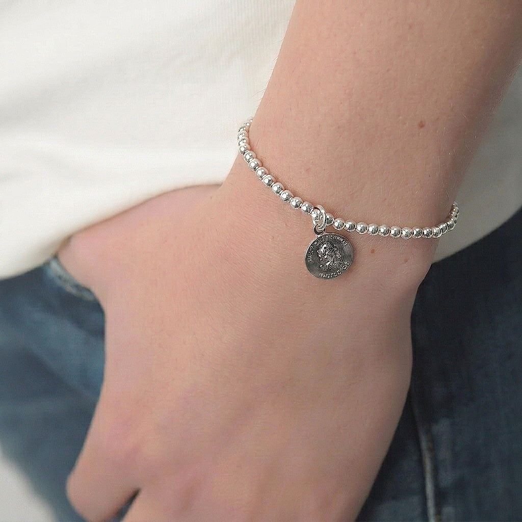 Silver St. Christopher Charm Bracelet • B059