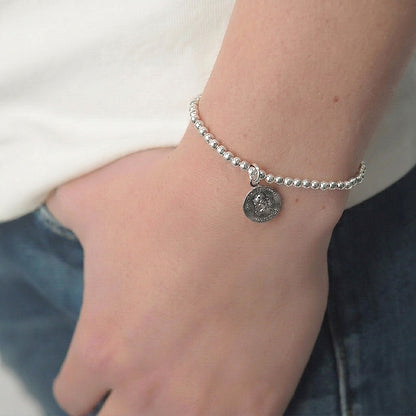 Silver St. Christopher Charm Bracelet • B059