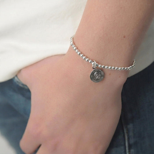 Silver St. Christopher Charm Bracelet • B059