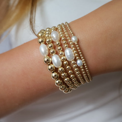 14K Gold Filled Bracelets • AAA Quality Freshwater Pearls • Dainty Stackable Minimalist • Swimmable Non-Tarnish Jewelry • B063