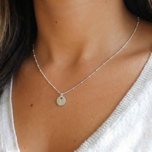 Silver Satellite Initial Necklace • B076