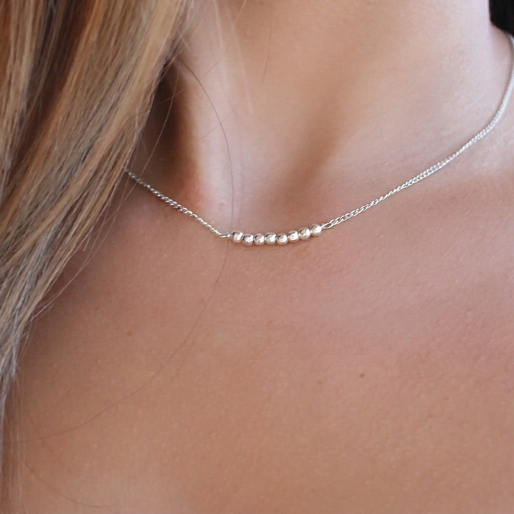 Silver Beaded Nugget Necklace • B138
