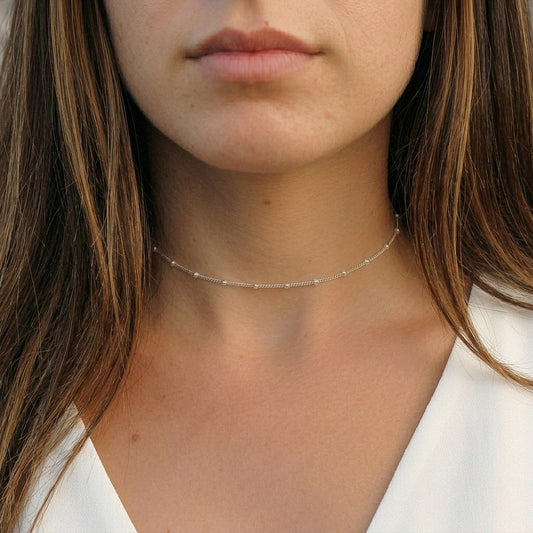 Silver Satellite Chain Choker