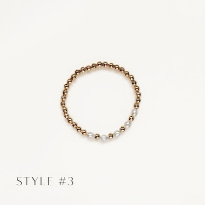 Gold Beaded Bracelets with Pearls